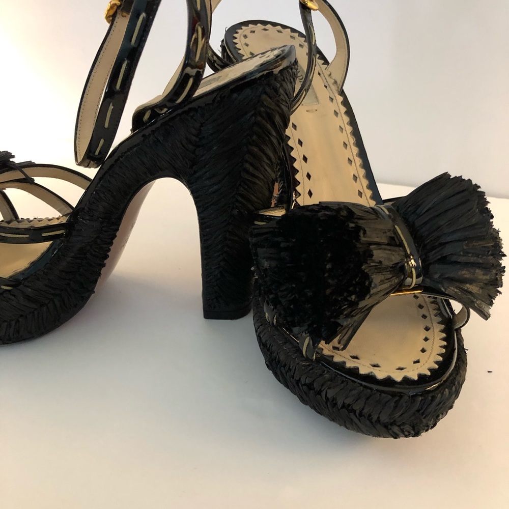 Prada Woven Raffia Platform Sandals